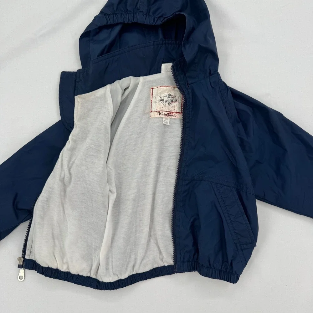 Vintage 90s Youth Weather Tamer Hooded Windbreaker Jacket Size 3T Navy Full Zip